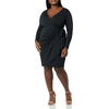 Amazon Essentials Women’s Long Sleeve Classic Wrap Dress, V Neck, Pleated, Midweight Fabric (Available in Plus Size)(Black)