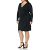 Amazon Essentials Women’s Long Sleeve Classic Wrap Dress, V Neck, Pleated, Midweight Fabric (Available in Plus Size)(Black)