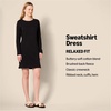 Amazon Essentials Women’s Long Sleeve Crewneck Fleece Above-The-Knee Dress with Ribbed Detail(Blue Heather)