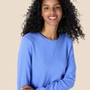 Amazon Essentials Women’s Long Sleeve Crewneck Fleece Above-The-Knee Dress with Ribbed Detail(Blue Heather)