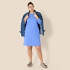Amazon Essentials Women’s Long Sleeve Crewneck Fleece Above-The-Knee Dress with Ribbed Detail(Blue Heather)