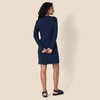 Amazon Essentials Women’s Long Sleeve Crewneck Fleece Above-The-Knee Dress with Ribbed Detail(Navy)