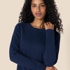 Amazon Essentials Women’s Long Sleeve Crewneck Fleece Above-The-Knee Dress with Ribbed Detail(Navy)