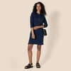 Amazon Essentials Women’s Long Sleeve Crewneck Fleece Above-The-Knee Dress with Ribbed Detail(Navy)
