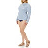 Amazon Essentials Women’s Long Sleeve Rash Guard(Blue Horizontal Stripe)