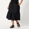 Amazon Essentials Women’s Mid-Rise A-line Cotton Sateen Tiered Midi Skirt (Top Sold Separately)(Black)