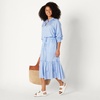 Amazon Essentials Women’s Mid-Rise A-line Cotton Sateen Tiered Midi Skirt (Top Sold Separately)(Blue White Stripe)
