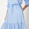 Amazon Essentials Women’s Mid-Rise A-line Cotton Sateen Tiered Midi Skirt (Top Sold Separately)(Blue White Stripe)