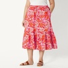 Amazon Essentials Women’s Mid-Rise A-line Cotton Sateen Tiered Midi Skirt (Top Sold Separately)(Bright Poppy Red Folk Floral Multi)