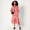 Amazon Essentials Women’s Mid-Rise A-line Cotton Sateen Tiered Midi Skirt (Top Sold Separately)(Bright Poppy Red Folk Floral Multi)