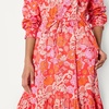 Amazon Essentials Women’s Mid-Rise A-line Cotton Sateen Tiered Midi Skirt (Top Sold Separately)(Bright Poppy Red Folk Floral Multi)