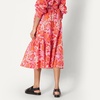 Amazon Essentials Women’s Mid-Rise A-line Cotton Sateen Tiered Midi Skirt (Top Sold Separately)(Bright Poppy Red Folk Floral Multi)