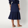 Amazon Essentials Women’s Mid-Rise A-line Cotton Sateen Tiered Midi Skirt (Top Sold Separately)(Navy)