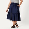 Amazon Essentials Women’s Mid-Rise A-line Cotton Sateen Tiered Midi Skirt (Top Sold Separately)(Navy)