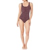 Amazon Essentials Women’s One-Piece Scoop Neck Coverage Swimsuit (Available in Plus Size)(Brick Red Leopard)