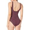 Amazon Essentials Women’s One-Piece Scoop Neck Coverage Swimsuit (Available in Plus Size)(Brick Red Leopard)