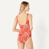 Amazon Essentials Women’s One-Piece Scoop Neck Coverage Swimsuit (Available in Plus Size)(Bright Red Multi Folk Floral)