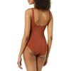 Amazon Essentials Women’s One-Piece Scoop Neck Coverage Swimsuit (Available in Plus Size)(Brown)
