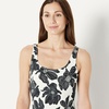 Amazon Essentials Women’s One-Piece Scoop Neck Coverage Swimsuit (Available in Plus Size)(Cream Black Floral)