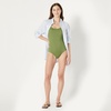 Amazon Essentials Women’s One-Piece Scoop Neck Coverage Swimsuit (Available in Plus Size)(Olive)