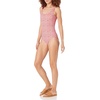Amazon Essentials Women’s One-Piece Scoop Neck Coverage Swimsuit (Available in Plus Size)(Pale Peach Micro Floral)