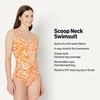 Amazon Essentials Women’s One-Piece Scoop Neck Coverage Swimsuit (Available in Plus Size)(Rust Orange Abstract Palms)
