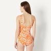 Amazon Essentials Women’s One-Piece Scoop Neck Coverage Swimsuit (Available in Plus Size)(Rust Orange Abstract Palms)