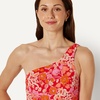 Amazon Essentials Women’s One-Shoulder One-Piece Swimsuit(Bright Poppy Red Folk Floral)