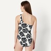 Amazon Essentials Women’s One-Shoulder One-Piece Swimsuit(Cream Black Floral)
