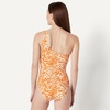 Amazon Essentials Women’s One-Shoulder One-Piece Swimsuit(Rust Orange Abstract Palms)