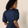 Amazon Essentials Women’s Regular-Fit Cotton Sateen Puff Sleeve Midi Dress, V-Neck(Navy)