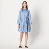Amazon Essentials Women’s Regular-Fit Denim Chambray Long-Sleeve Dress(Iced Blue Light Wash)