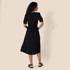 Amazon Essentials Women’s Relaxed Fit Half-Sleeve Breathable Button Front Drawstring Waist Midi A-Line Dress with Pockets(Black)