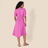 Amazon Essentials Women’s Relaxed Fit Half-Sleeve Breathable Button Front Drawstring Waist Midi A-Line Dress with Pockets(Bright Pink)