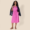 Amazon Essentials Women’s Relaxed Fit Half-Sleeve Breathable Button Front Drawstring Waist Midi A-Line Dress with Pockets(Bright Pink)