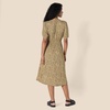 Amazon Essentials Women’s Relaxed Fit Half-Sleeve Breathable Button Front Drawstring Waist Midi A-Line Dress with Pockets(Camel/Black – Mini Ikat Animal)
