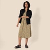 Amazon Essentials Women’s Relaxed Fit Half-Sleeve Breathable Button Front Drawstring Waist Midi A-Line Dress with Pockets(Camel/Black – Mini Ikat Animal)