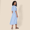 Amazon Essentials Women’s Relaxed Fit Half-Sleeve Breathable Button Front Drawstring Waist Midi A-Line Dress with Pockets(French Blue/White Stripe)