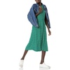 Amazon Essentials Women’s Relaxed Fit Half-Sleeve Breathable Button Front Drawstring Waist Midi A-Line Dress with Pockets(Green Vine Leaf Print)