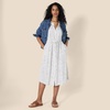 Amazon Essentials Women’s Relaxed Fit Half-Sleeve Breathable Button Front Drawstring Waist Midi A-Line Dress with Pockets(Off White Micro Confetti Print)
