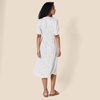 Amazon Essentials Women’s Relaxed Fit Half-Sleeve Breathable Button Front Drawstring Waist Midi A-Line Dress with Pockets(Off White Micro Confetti Print)