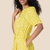 Amazon Essentials Women’s Relaxed Fit Half-Sleeve Breathable Button Front Drawstring Waist Midi A-Line Dress with Pockets(Yellow Light Pink Petal)