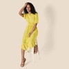 Amazon Essentials Women’s Relaxed Fit Half-Sleeve Breathable Button Front Drawstring Waist Midi A-Line Dress with Pockets(Yellow Light Pink Petal)