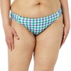 Amazon Essentials Women’s Ruched Side Tab Full Coverage Bikini Swimsuit Bottom(Blue Green Gingham)
