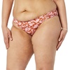 Amazon Essentials Women’s Ruched Side Tab Full Coverage Bikini Swimsuit Bottom(Brown Pink Floral)
