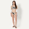 Amazon Essentials Women’s Ruched Side Tab Full Coverage Bikini Swimsuit Bottom(Cream Black Floral)