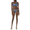 Amazon Essentials Women’s Ruched Side Tab Full Coverage Bikini Swimsuit Bottom(Deep Blue Paisley)