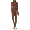 Amazon Essentials Women’s Ruched Side Tab Full Coverage Bikini Swimsuit Bottom(Deep Brown)