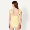 Amazon Essentials Women’s Ruffle V-Neck One-Piece Swimsuit(Light Yellow)