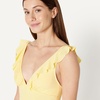 Amazon Essentials Women’s Ruffle V-Neck One-Piece Swimsuit(Light Yellow)